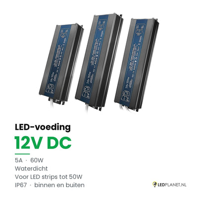 LED Driver 12V DC - 60W - 5A - waterdicht IP67