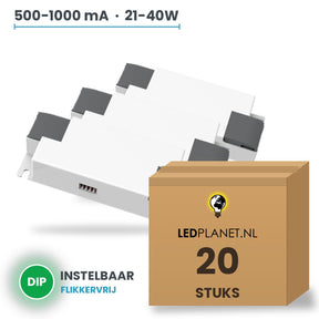 Doos met 20 stuks LED-driver voor LED-paneel - 21-40W - 500-1000 mA instelbaar - DC 28-42V - flikkervrij - Boke