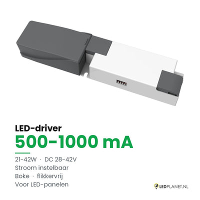 LED-driver voor LED-paneel - 21-42W - 500-1000 mA instelbaar - DC 28-42V - flikkervrij - Boke - zonder aansluitkast