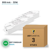Doos met 3 stuks LED-driver voor LED-paneel - 32W - 800 mA - max. 42V - niet dimbaar - Philips