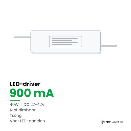 LED-driver voor LED-paneel - 40W - 900 mA - DC 27-42V - niet dimbaar - Tsong