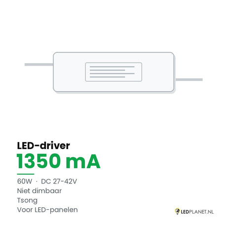 LED-driver voor LED-paneel - 60W - 1350 mA - DC 27-42V - niet dimbaar - Tsong