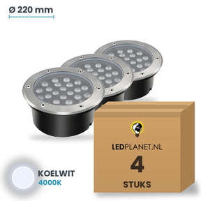 Doos met 4 stuks LED inbouw grondspot 24W, lichtkleur koelwit 4000K