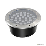 LED inbouw grondspot 36W met RVS rand, schuin bovenaanzicht