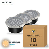 Doos met 10 stuks LED inbouw grondspot 36W, lichtkleur warmwit 3000K