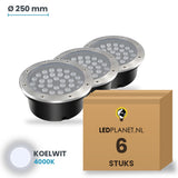 Doos met 6 stuks LED inbouw grondspot 36W, lichtkleur koelwit 4000K