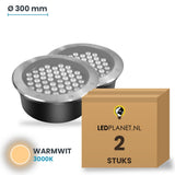 Doos met 2 stuks LED inbouw grondspot 48W, lichtkleur warmwit 3000K