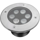 LED inbouw grondspot 6W - bovenkant met 6 LED's en RVS rand