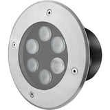 LED inbouw grondspot 6W met RVS rand, schuin bovenaanzicht