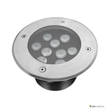 LED inbouw grondspot 9W met RVS rand, schuin bovenaanzicht