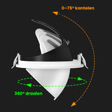 LED inbouwspot kantelbaar: 0-75° kantelen en 360° draaien