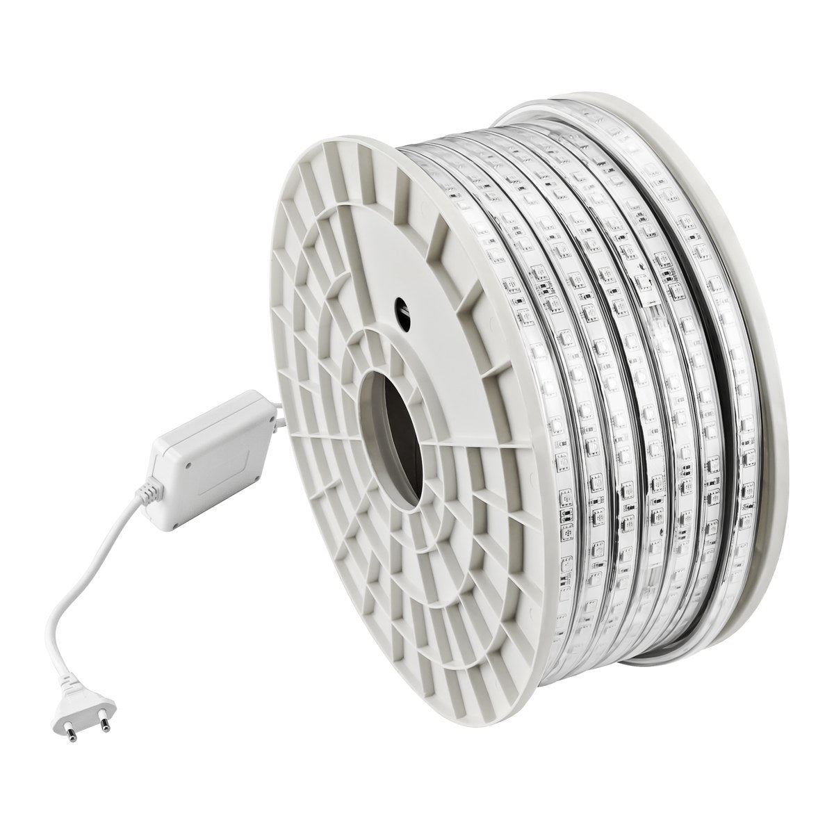 RGB LED lichtslang 230V op rol van 50 meter met controller