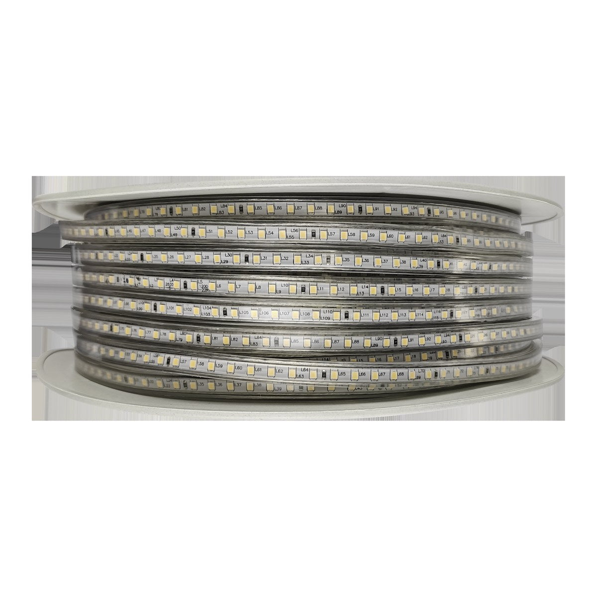 Detail van de SMD2835 LEDs op de 230V lichtslang