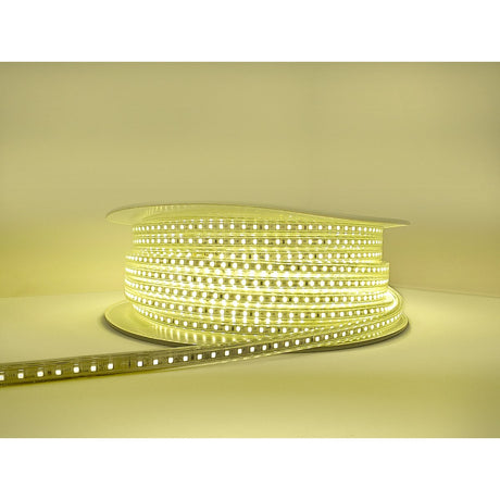 Brandende LED lichtslang 230V op rol, warmwit 3000K