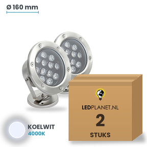 Doos met 2 stuks LED onderwaterlamp 12W, lichtkleur koelwit 4000K
