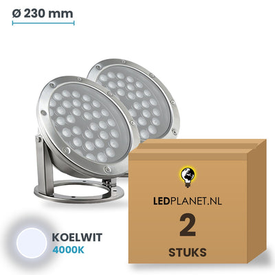 Doos met 2 stuks LED onderwaterlamp 36W, lichtkleur koelwit 4000K