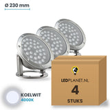 Doos met 4 stuks LED onderwaterlamp 36W, lichtkleur koelwit 4000K