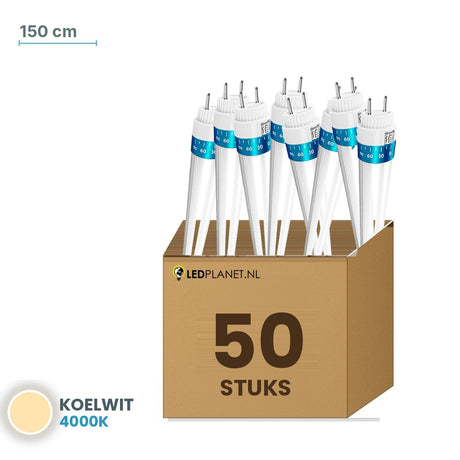 Set van 50 stuks LED TL buis T8 150 cm - Koelwit 4000K - in LEDPLANET doos