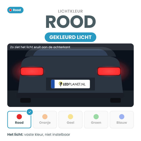 Lichtkleur rood: zo ziet het licht eruit aan de achterkant van de auto