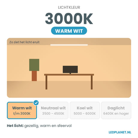 Lichtkleur 3000K - warm wit