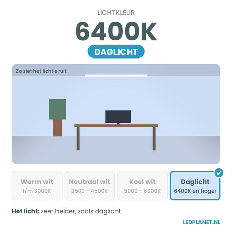 Lichtkleur 6400K - daglicht
