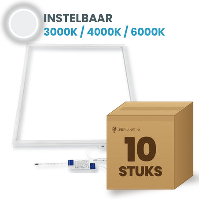 Doos met 10 stuks LED lijstpaneel 36W 3CCT, lichtkleur instelbaar 3000K / 4000K / 6000K