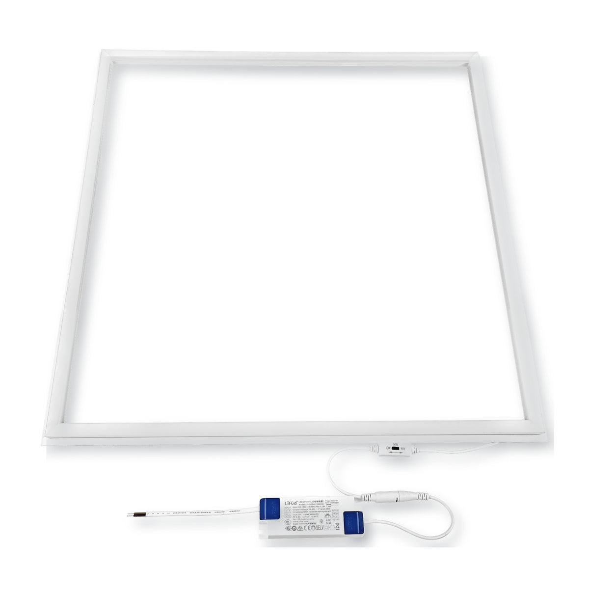 LED lijstpaneel 36W 3CCT met wit frame en driver met lichtkleurschakelaar