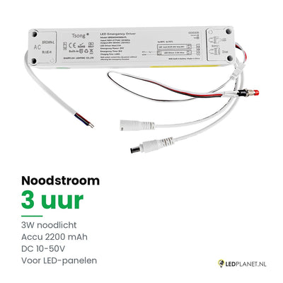 Noodstroommodule voor LED-paneel - 3W - 3 uur noodverlichting - DC 10-50V - accu 2200 mAh