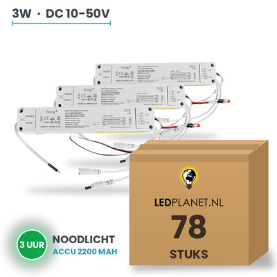 Doos met 78 stuks Noodstroommodule voor LED-paneel - 3W - 3 uur noodverlichting - DC 10-50V - accu 2200 mAh