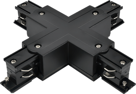 X-kruisverbinder - 3-fase rail - Zwart - productfoto