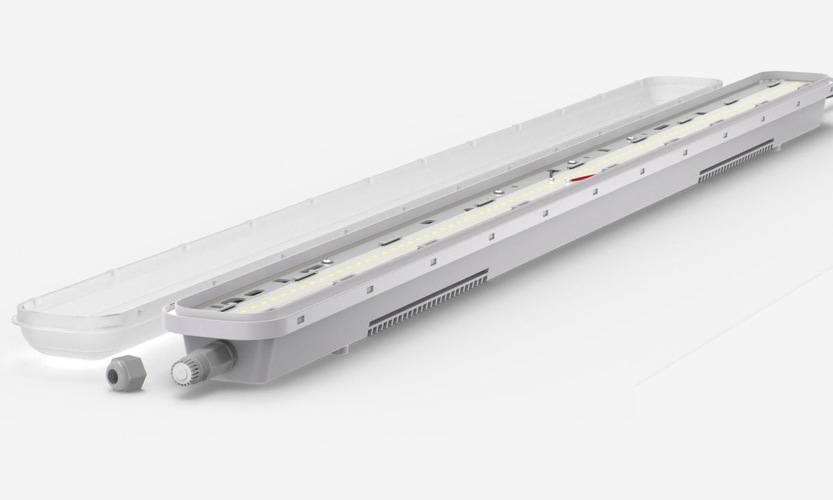 LED tri-proof armatuur 1200mm 36W - armatuur met open deksel en LED-module