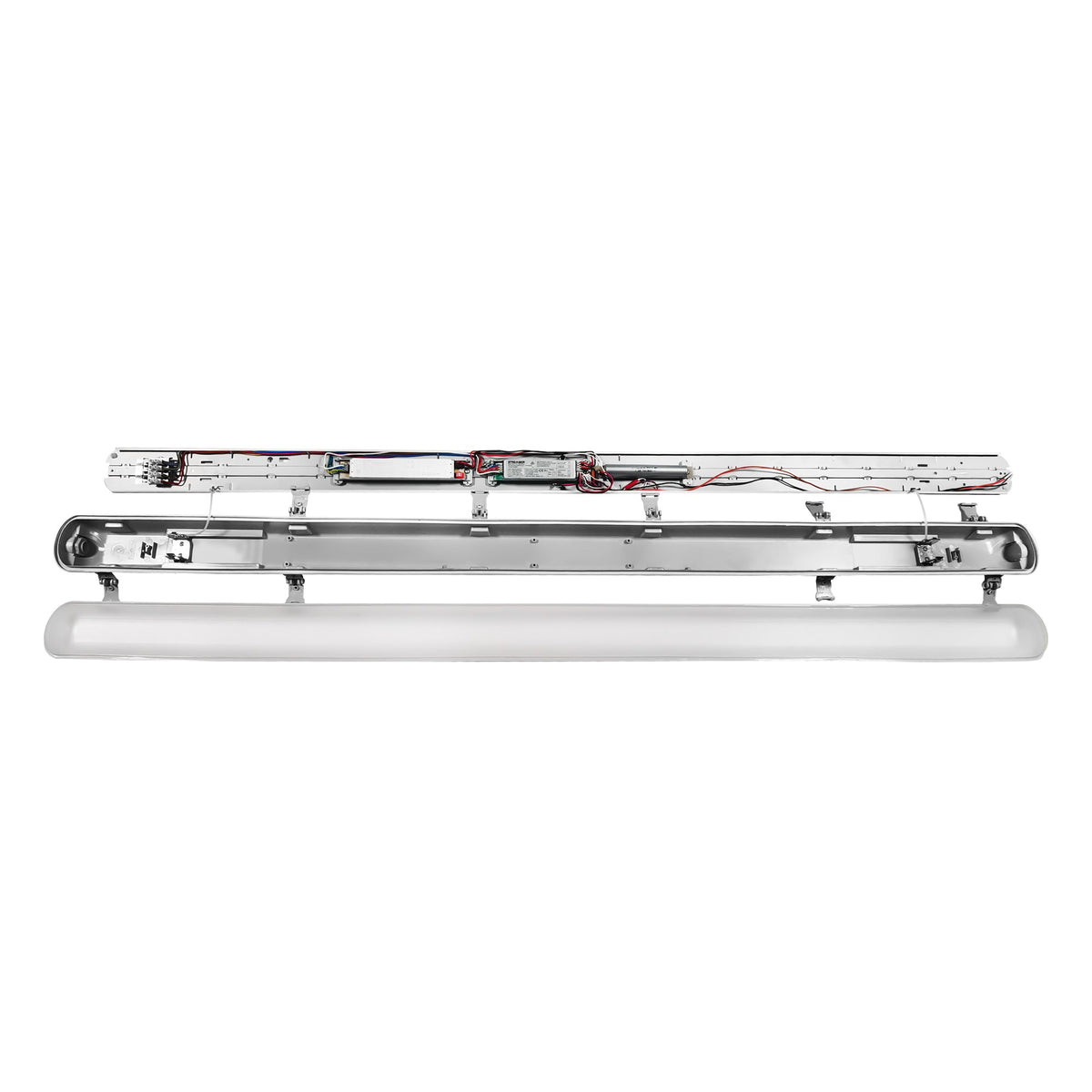 LED tri-proof armatuur met noodverlichting - armatuur met losse kap en montageclips
