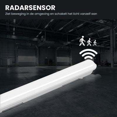 LED tri-proof armatuur met radarsensor - schakelt vanzelf aan bij beweging