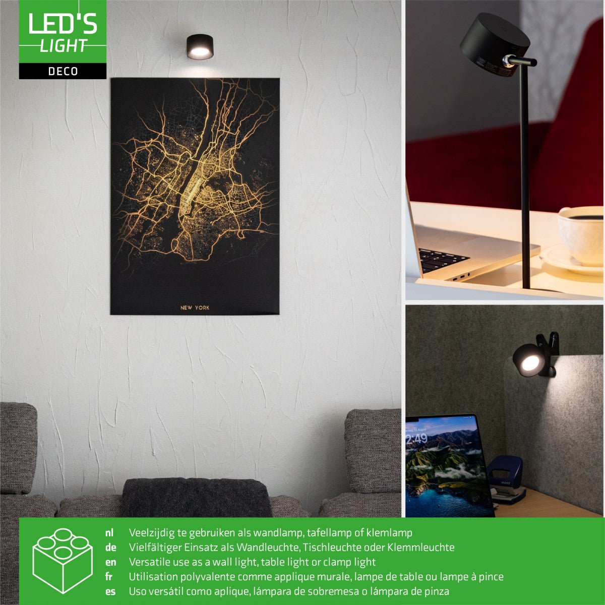 LED Oplaadbare Tafellamp 240 Lumen - Warmwit 3000K Koelwit 4000K Daglichtwit 6000K - Dimbaar - USB-C - 3-in-1 - Zwart