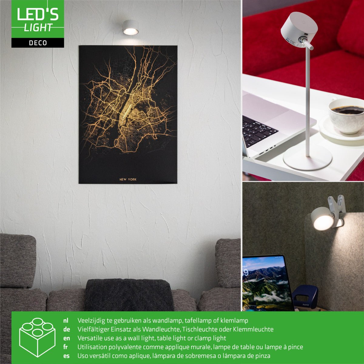 LED Oplaadbare tafellamp 240 lumen - 7.4W - Warmwit 3000K / Koelwit 4000K / Daglichtwit 6000K - 3-in-1 met magnetische beugel