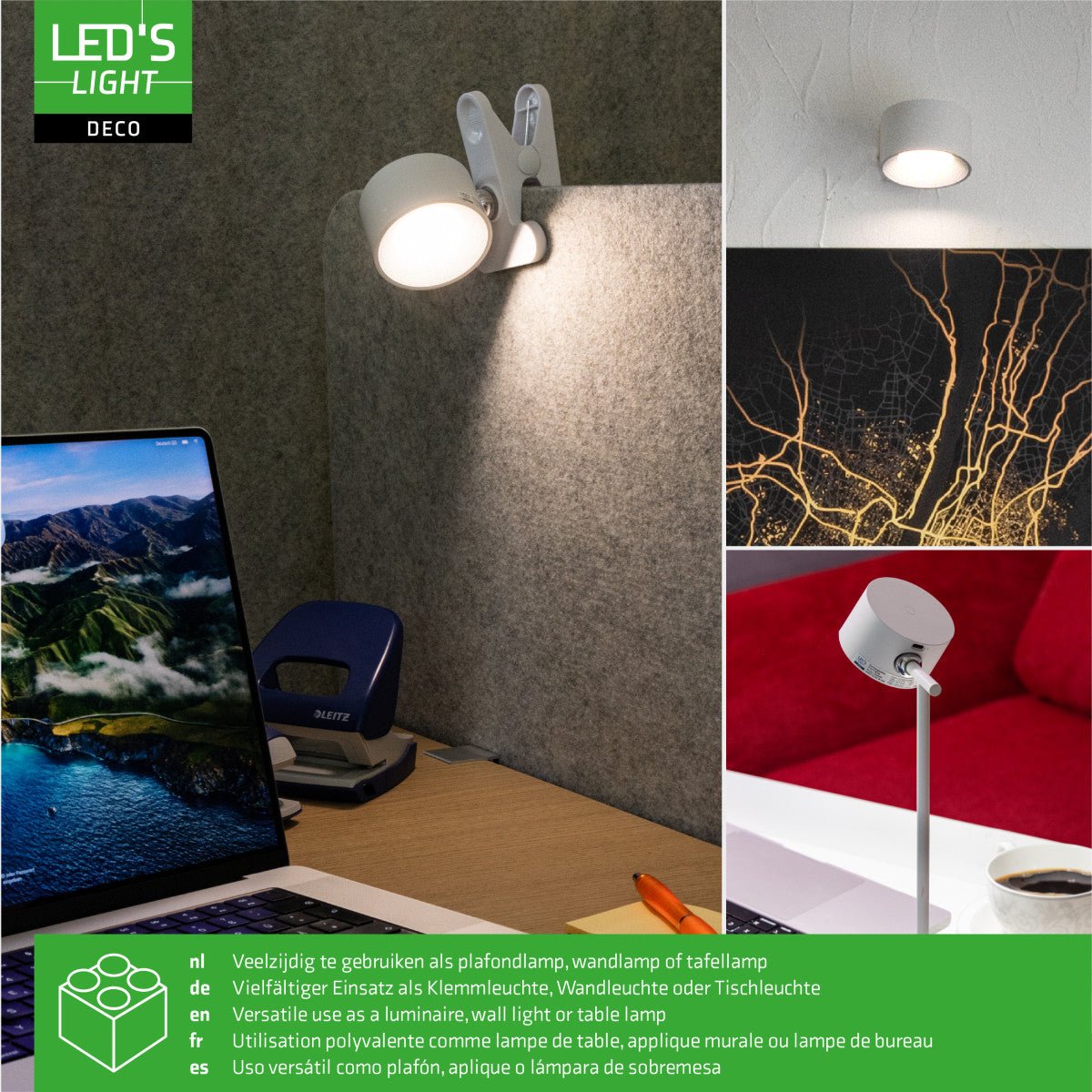LED Oplaadbare tafellamp 240 lumen - 7.4W - Warmwit 3000K / Koelwit 4000K / Daglichtwit 6000K - 3-in-1 met magnetische beugel