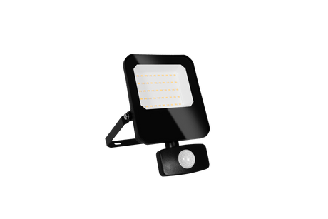 Projecteur LED 50 W avec détecteur - 6000 lumens - Blanc froid 4000 K - Détecteur de mouvement PIR - IP65 - Noir