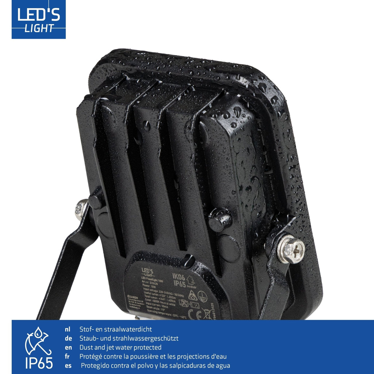 LED Schijnwerper - 1200 Lumen - 10W - Koelwit 4000K - IP65 - Compact