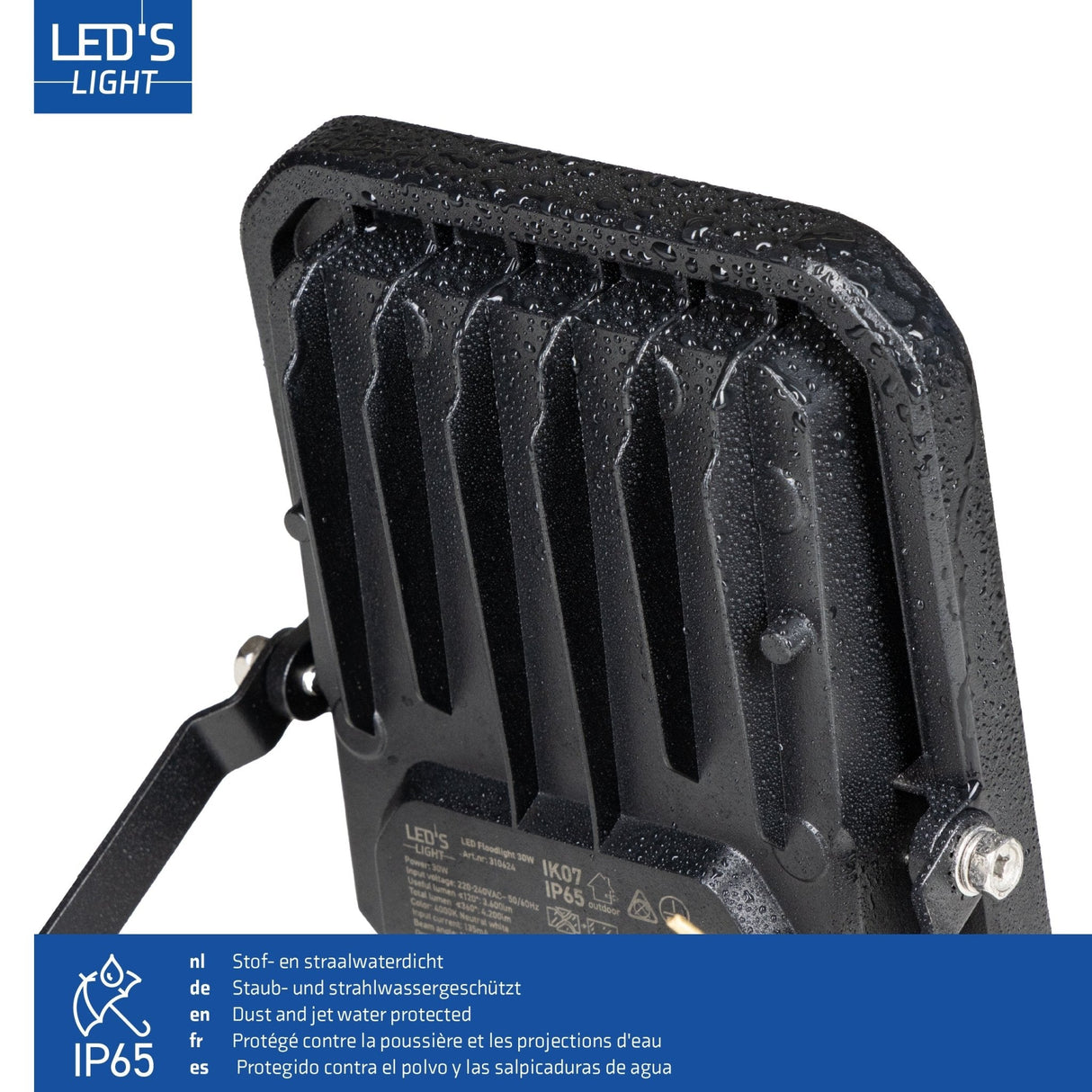LED Schijnwerper 4200 Lumen - 30W - Koelwit - IP65 Waterdicht - Zwart