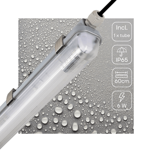 Luminaire LED TL 1110 lumen - 6W - Blanc froid 4000K - 60cm - Étanche IP65 - Résistant aux chocs IK08 - Tube remplaçable