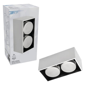 Plafonnier LED Cube LED’s Light – 2 points lumineux – Lumière orientable – Acier – 20 x 8 cm – Blanc