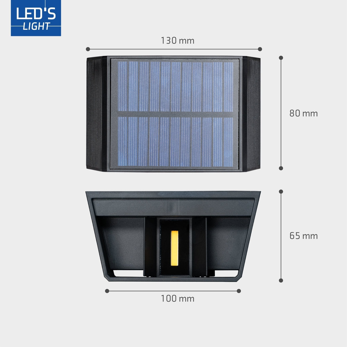 Draadloze Solar Buitenlamp met sensor - Schijnt beneden en boven - Wandlamp zonne-energie - Zwart