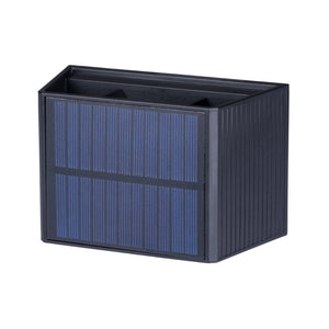 Lampe extérieure solaire sans fil avec capteur - Éclairage vers le bas et vers le haut - Applique murale à énergie solaire - Noire