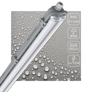 LED TL Armatuur 4260 lumen - 120cm - 23W - Koelwit 4000K - IP65 Waterdicht - IK08 Slagvast - Dubbel - Compleet met Buizen