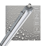 Luminaire LED étanche à l'humidité 60cm double - 2220 lumen - 12W - Blanc froid 4000K - IP65 - IK08 - 2 tubes LED inclus