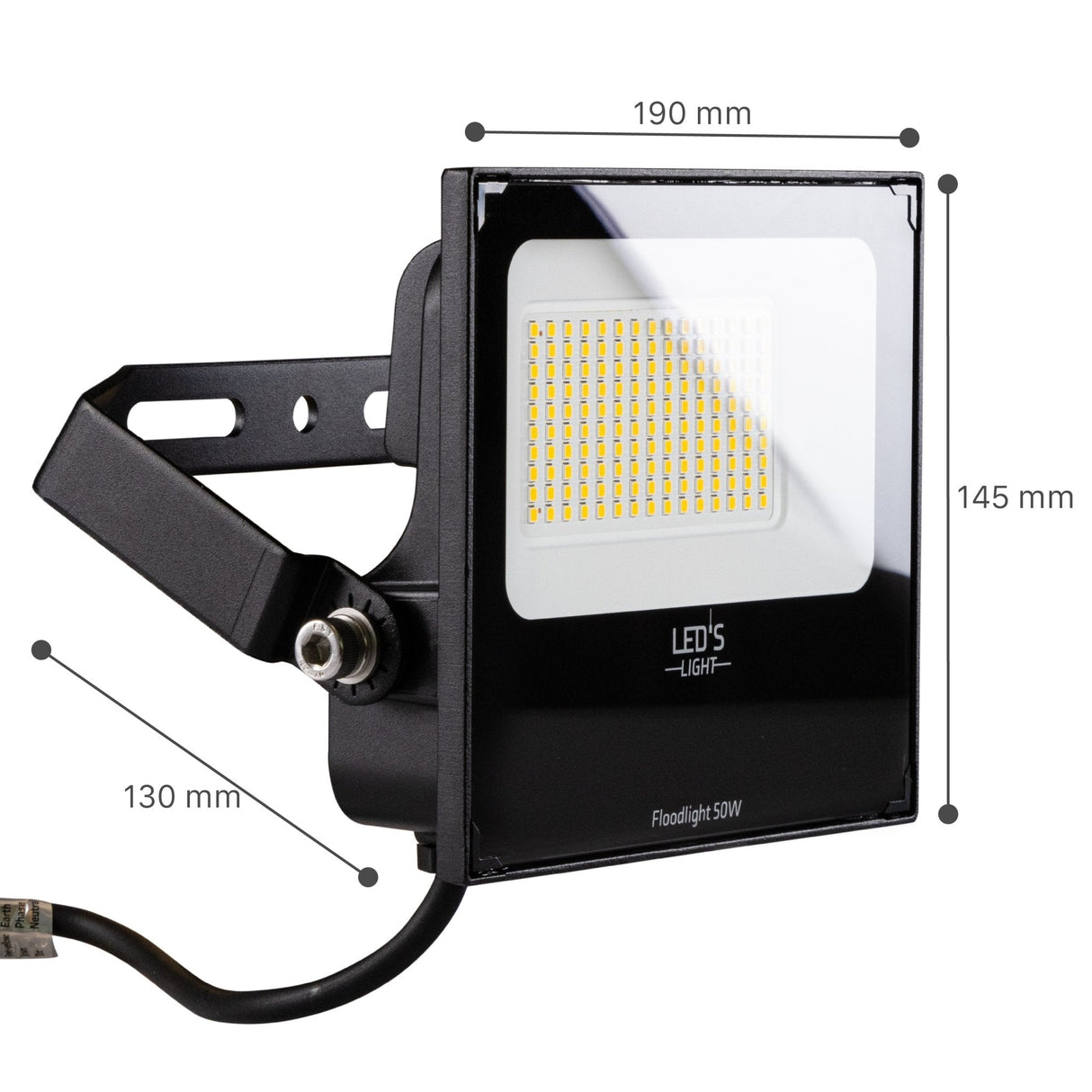LED Schijnwerper 50W - 6850 lumen - Koelwit 4000K - IP65 IK08 - Kantelbaar - Zwart