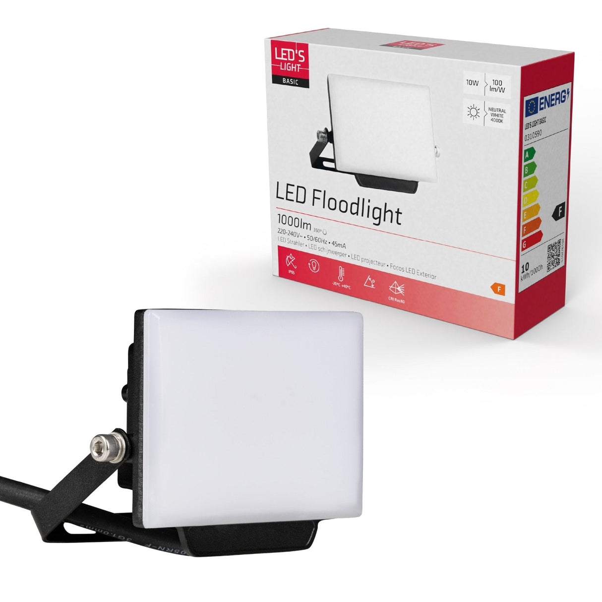 LED schijnwerper - 10W 900 lumen - IP65 waterdicht - met beugel
