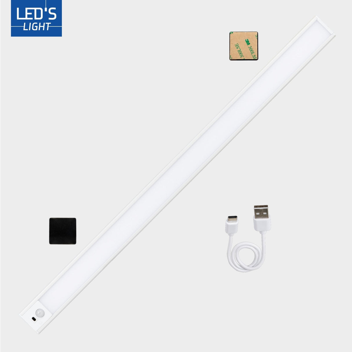 LED kastverlichting met sensor 60cm - 200 lumen - 3W - 3 lichtkleurmodi (warmwit 3000K/koelwit 4000K/daglichtwit 6500K) - dimbaar - oplaadbaar - draadloos - zwaai- en bewegingssensor - USB-C