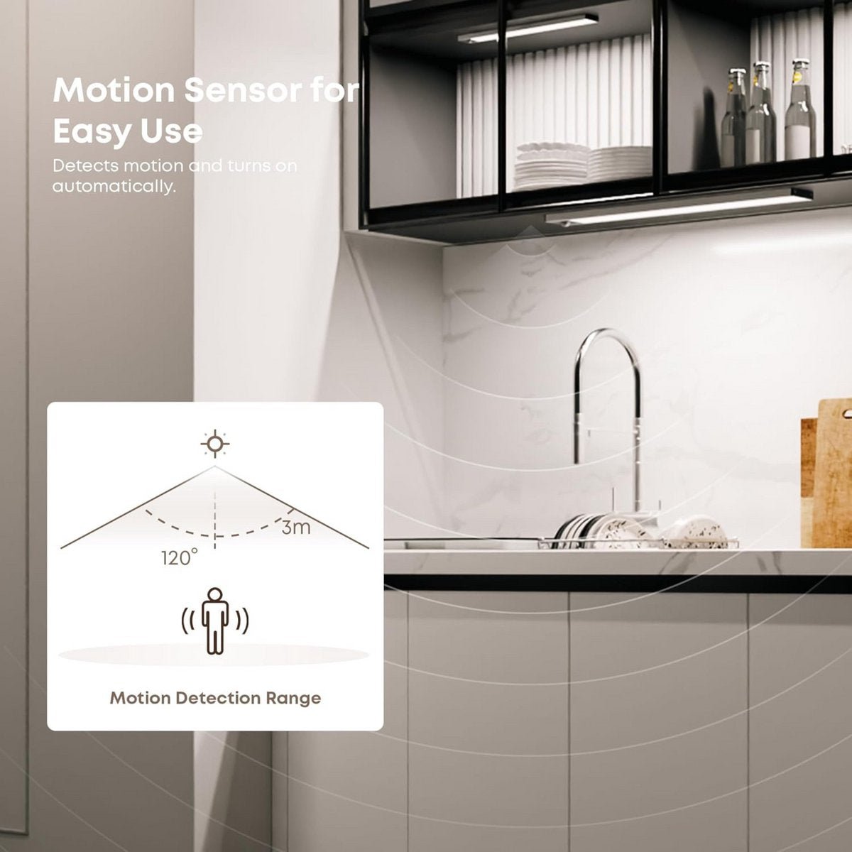 LED Kastverlichting met Sensor 40cm - 150 lumen - 2W - Oplaadbaar USB-C - Bewegings- en Zwaaisensor - Dimbaar