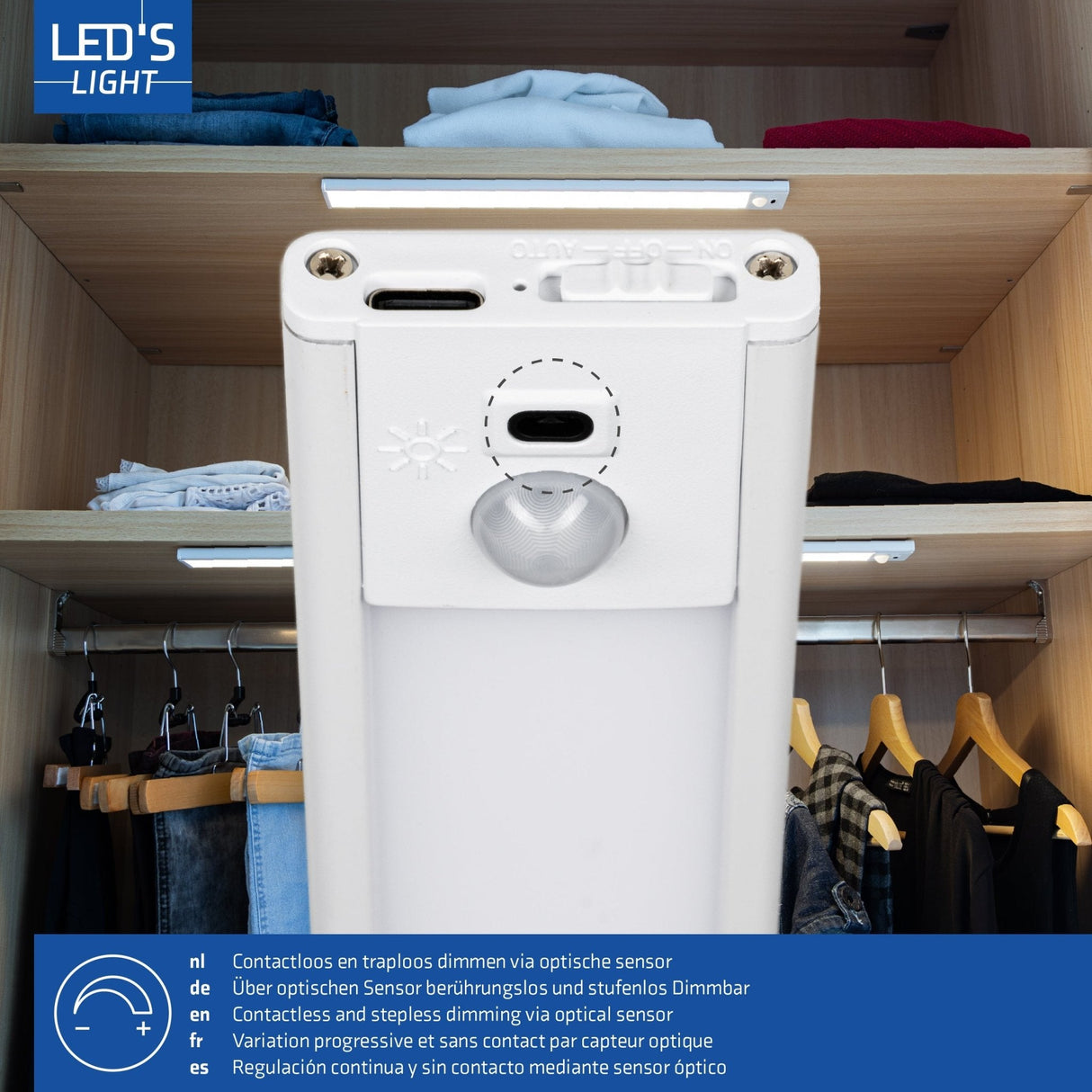 LED kastverlichting met sensor 80cm - 3 lichtkleurmodi (warmwit 3000K/koelwit 4000K/daglichtwit 6500K) - dimbaar - oplaadbaar - draadloos - zwaai- en bewegingssensor - USB-C